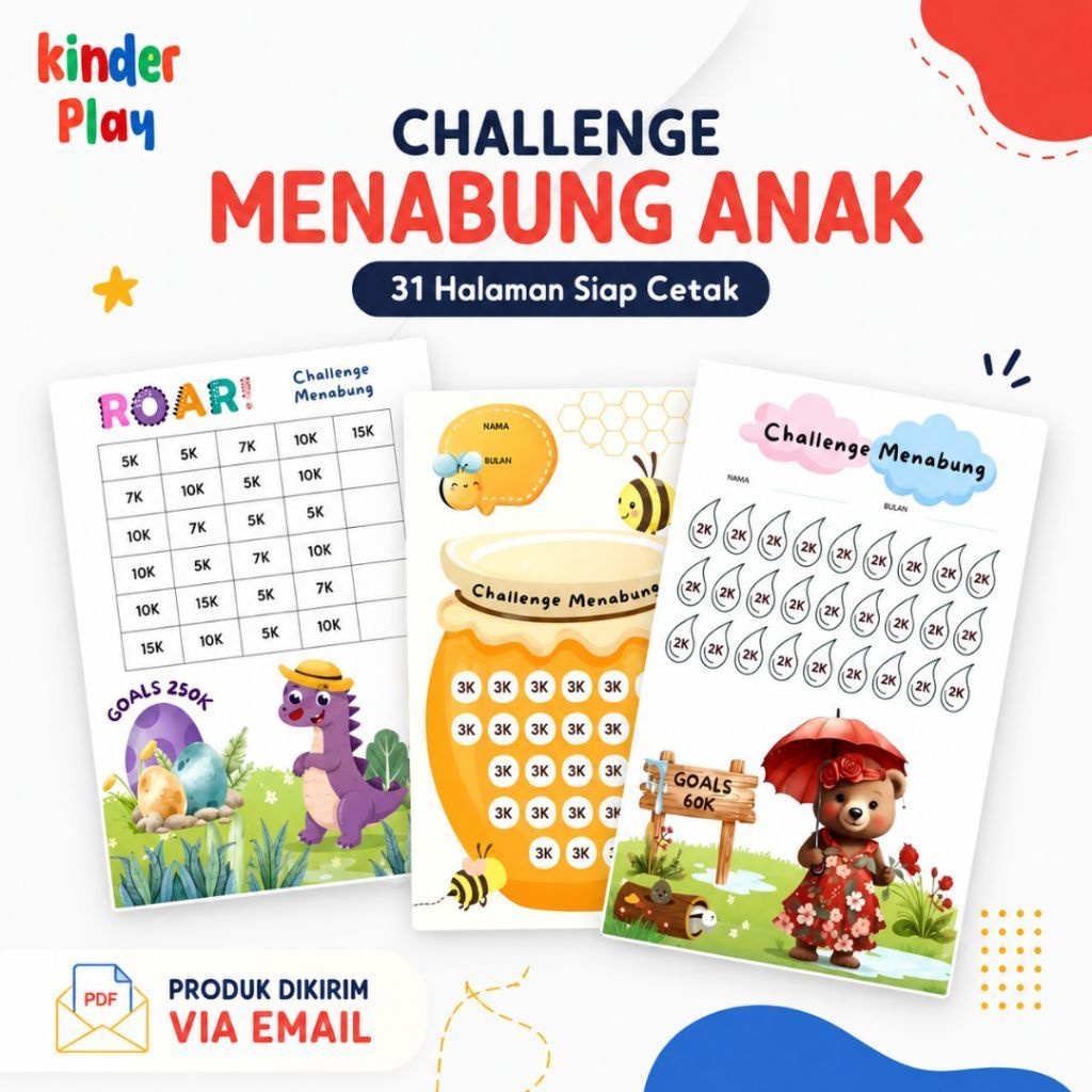 Challenge Menabung Anak | Worksheet Tantangan Menabung Anak Seru | 31 Hari Challenge