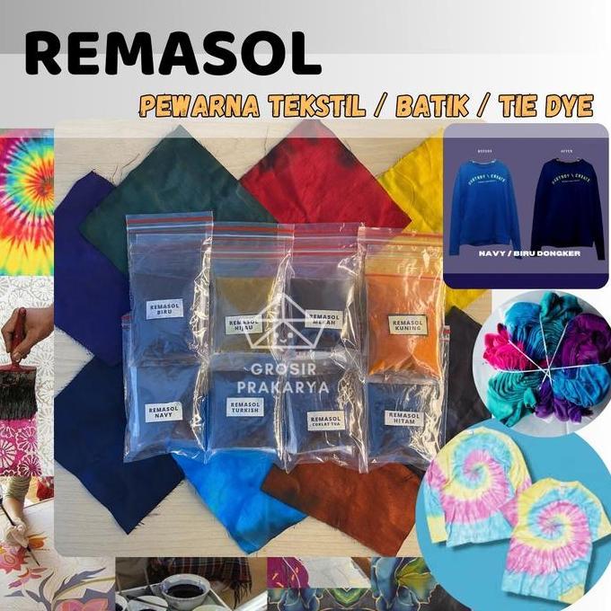 FKINAPE Remasol Pewarna Tekstil Batik Tie Dye Penguat Warna Pekat Jumputan Celup Mewarnai Kain Bubuk