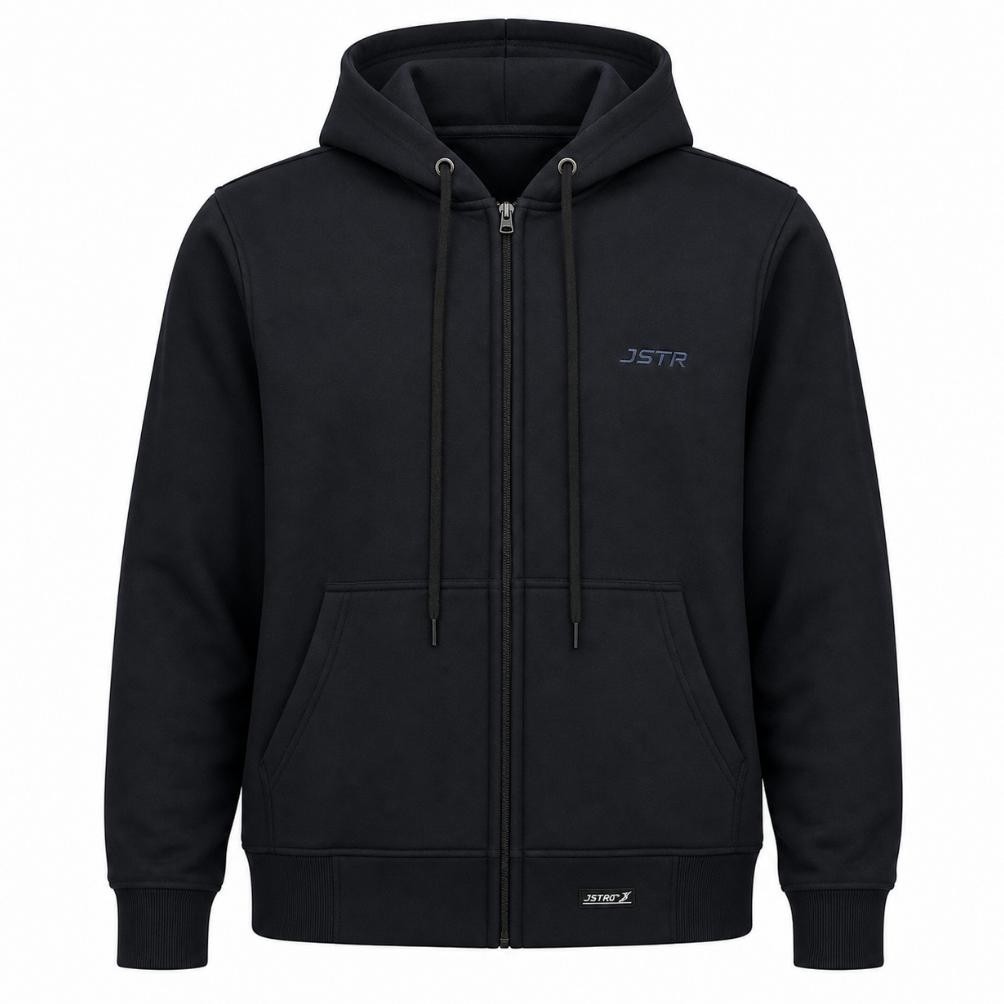 Jstro Jaket Pria Hoodie Zipper Polos Bahan Flece Tebal Jaket