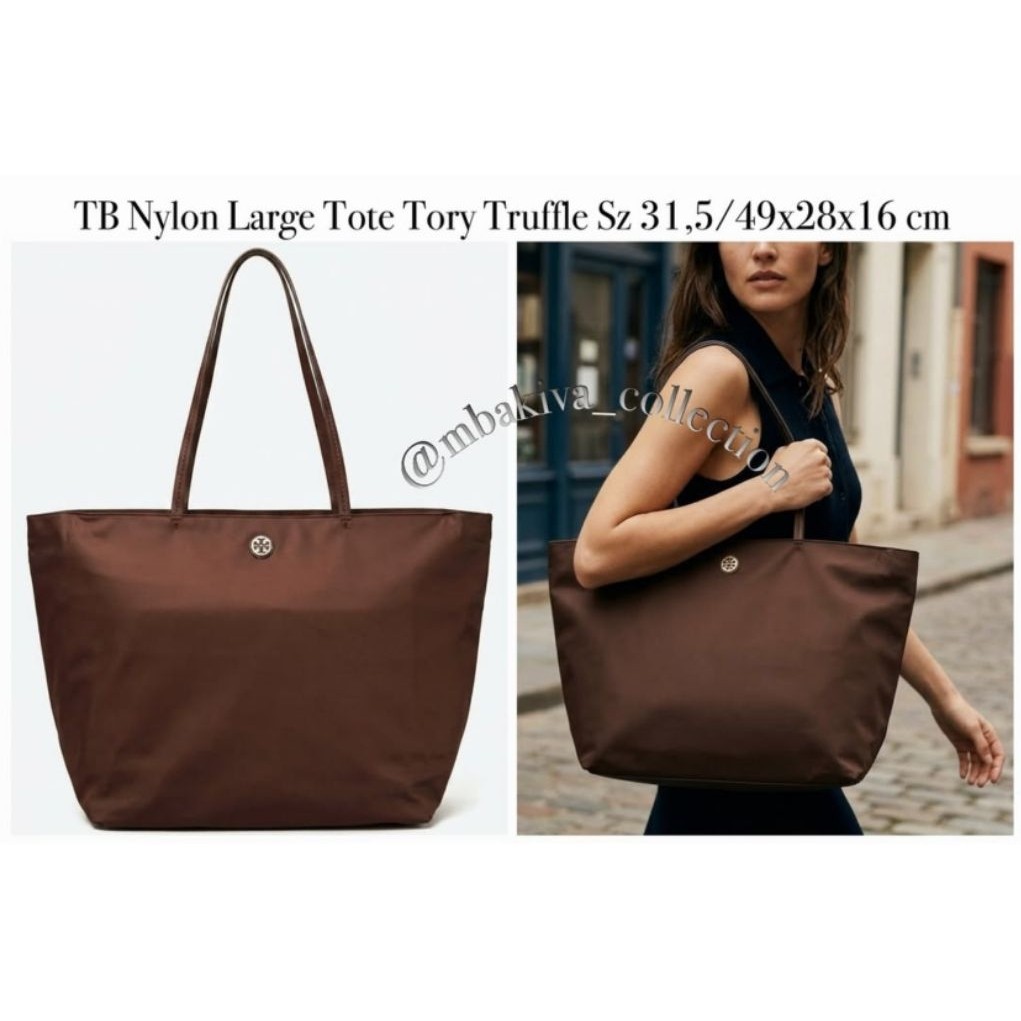 TB Nylon Large Tote Tory Truffle