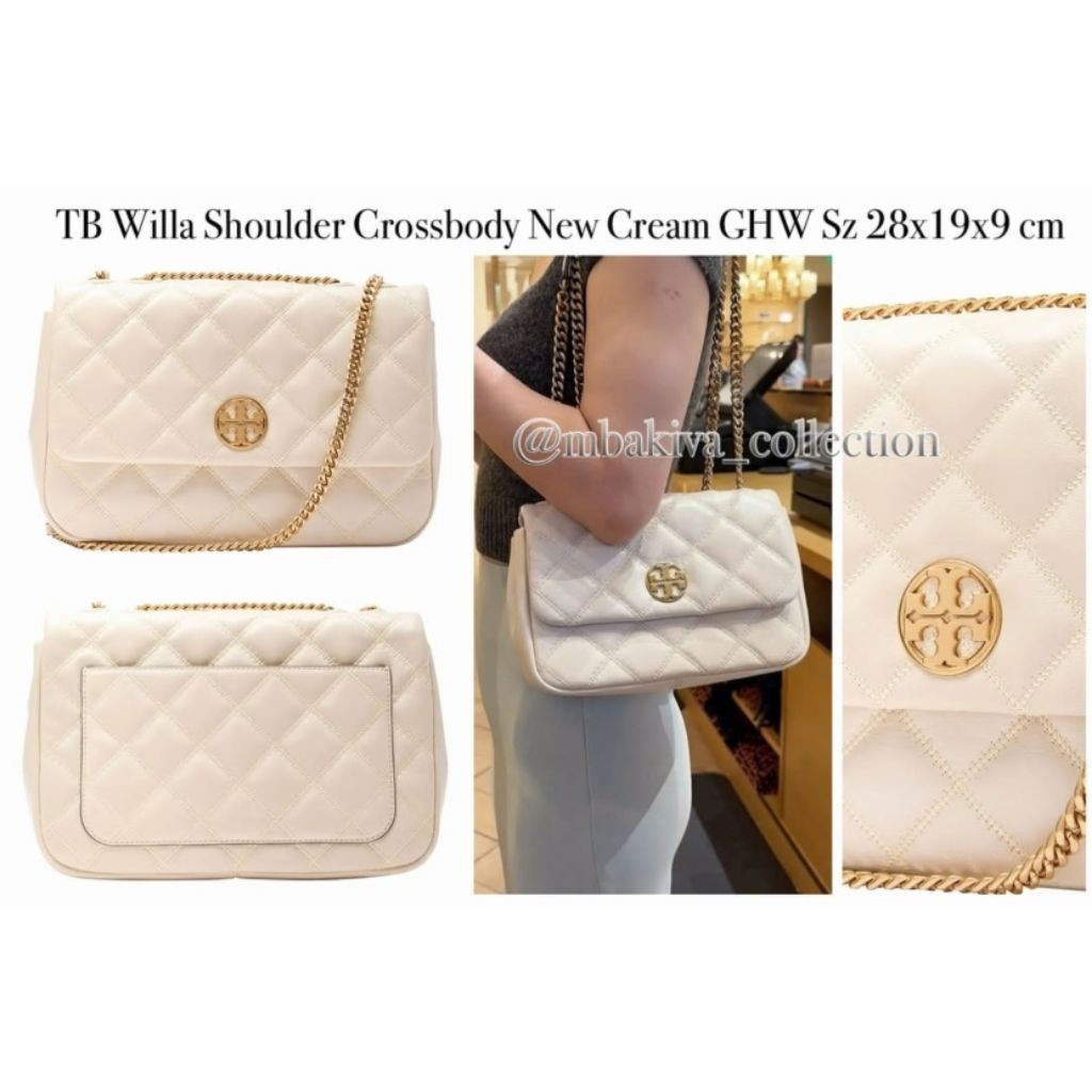 TB Willa Shoulder Crossbody New Cream GHW
