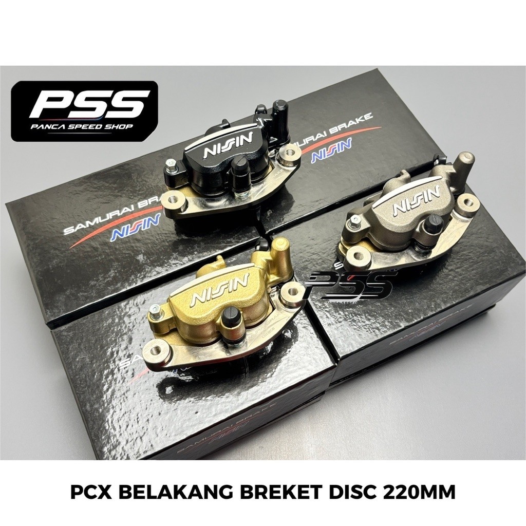 KALIPER NISSIN SAMURAI PCX 150 PCX 160 2 PISTON 2P BREKET BELAKANG DISC UK. 220MM