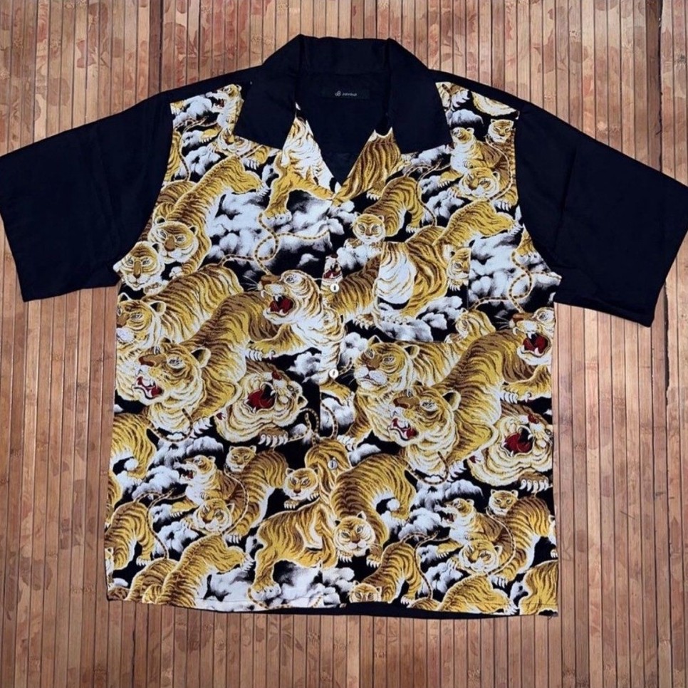 JOHNBULL KOJIMA GENES JAPAN ONE THOUSAND TIGER SELVEDGE ART RAYON SHORT SLEEVE HAWAIIAN ALOHA SHIRT 