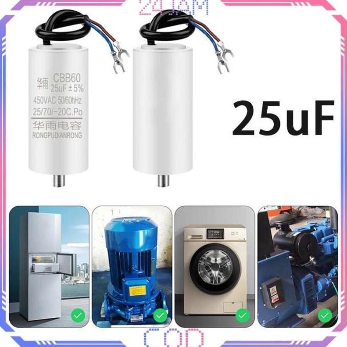 SAMBINAKA Kapasitor Kompresor Listrik 25uf Kapasitor Cbb60 25uf Kapasitor 25uf 450V Capacitor