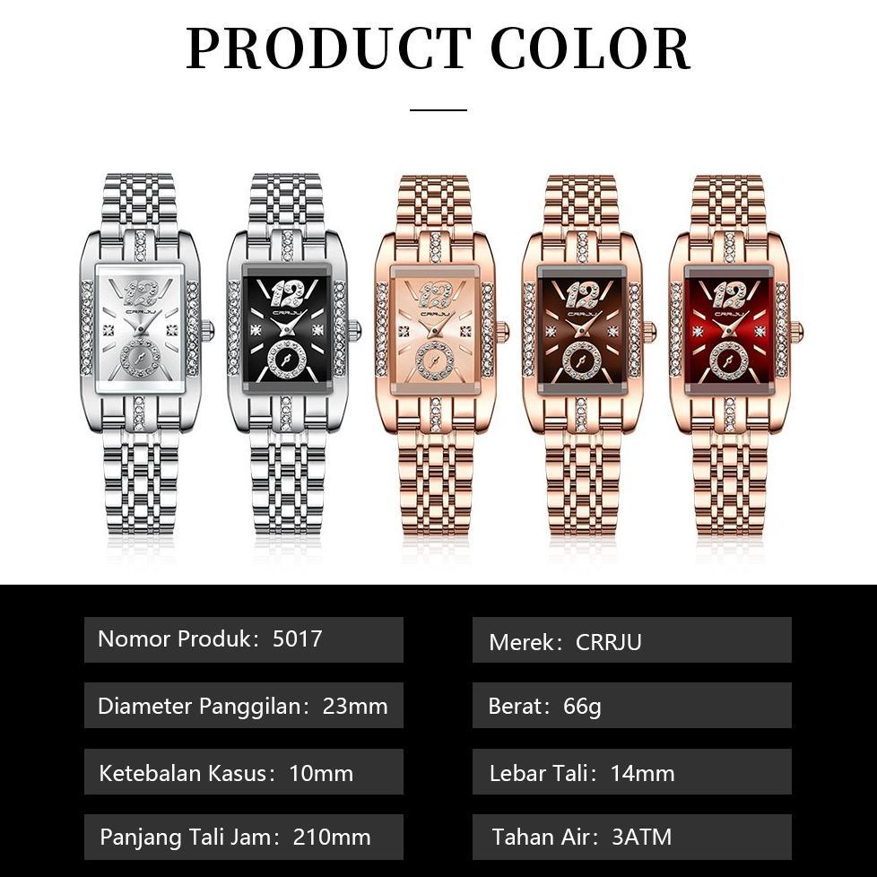 PREMIUM CRRJU Jam Tangan Wanita Original Branded Anti Air Rantai Kuarsa Stainless Steel Terbaru Eleg