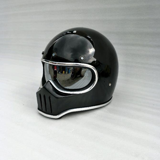 HELM CUSTOM CAKIL SKUL LIS CHROME HELM CAKIL