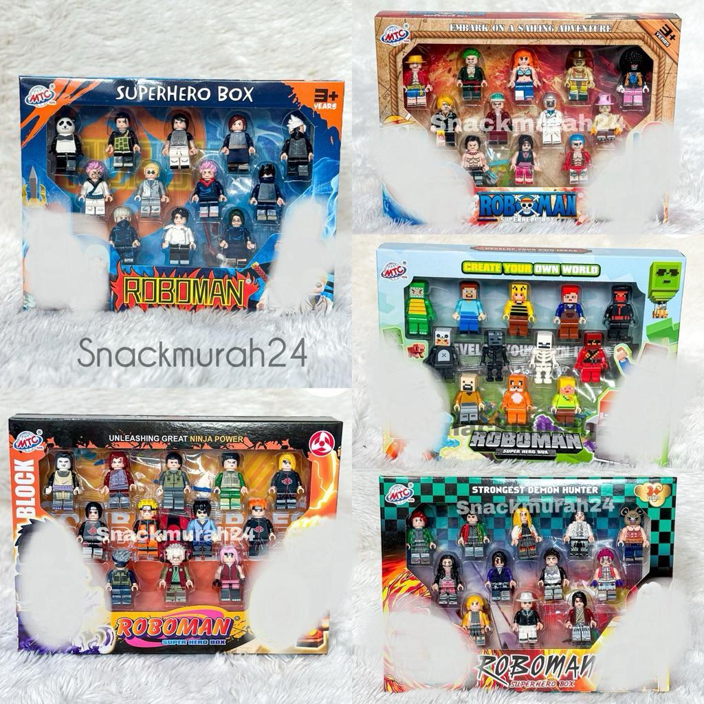1 Set Mainan Roboman Jujitsu Demon Ninja Super Hero Bajak Laut Box Balok Susun Figure Set Dengan Wea