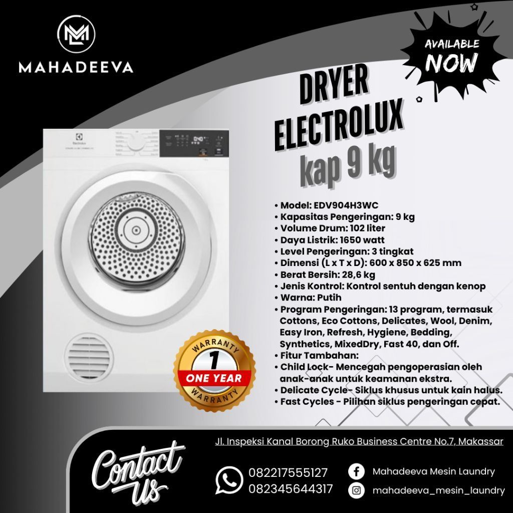 Mesin pengering Electrolux 9 kg