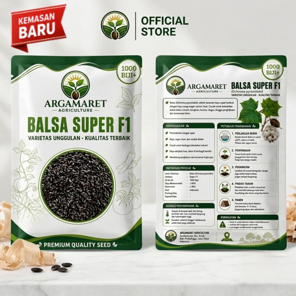 1.000 Biji Balsa Super F1 - Benih Kayu Balsa Putih - Biji Pohon Balsa Cepat Tumbuh Kualitas Unggul S