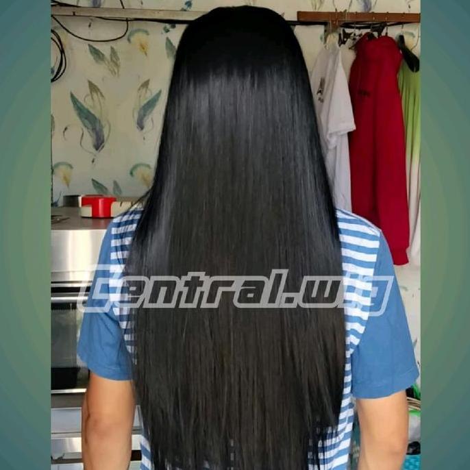 Central Wig Wig Pria Panjang Lurus Tanpa Poni Belah Tengah Rambut Model Pendekar Panjang 60cm untuk 