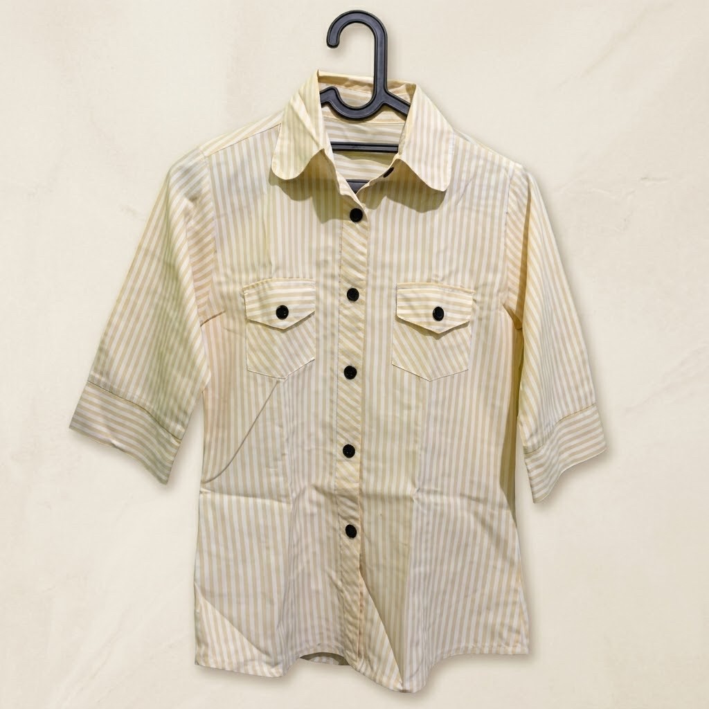 [PRELOVED] Kemeja Salur Soft Yellow