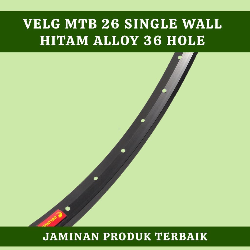 Velg 26 MTB Lubang 36 Hitam Single Wall Alloy