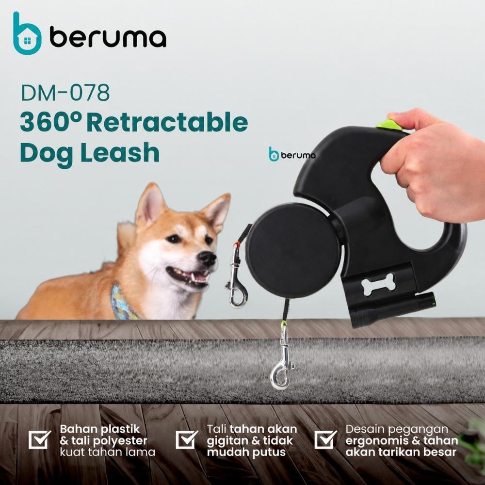 BERUMA 360 Retractable Dog Leash /Turnable dog leash / tali anjing retractable / tali anjing double 