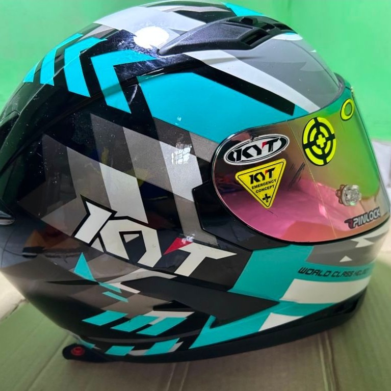 Helm KYT Falcon FR Fluo Aqua Blue Original SNI-DOT| SECOND