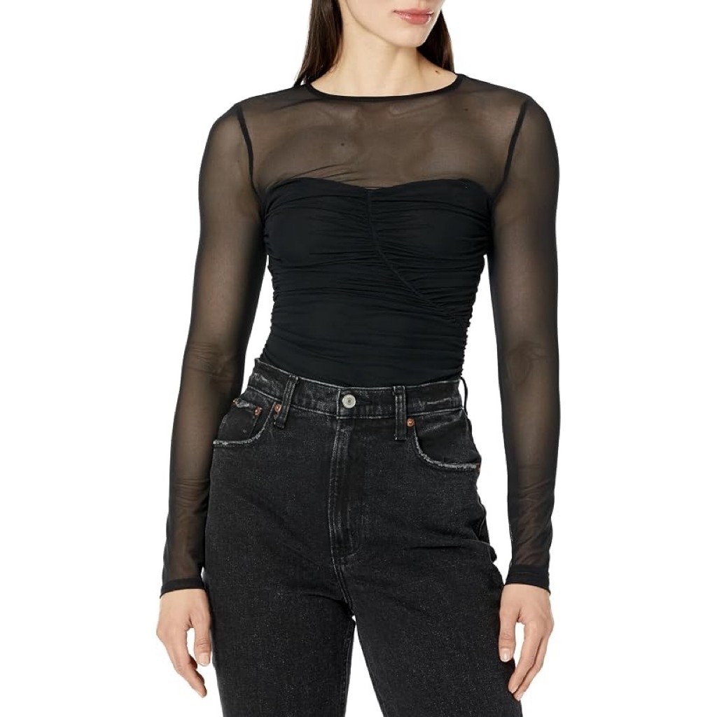 PRELOVED Guess By Marciano Black Basic Long Sleeve Bodysuit Blouse Top Fashion Wanita