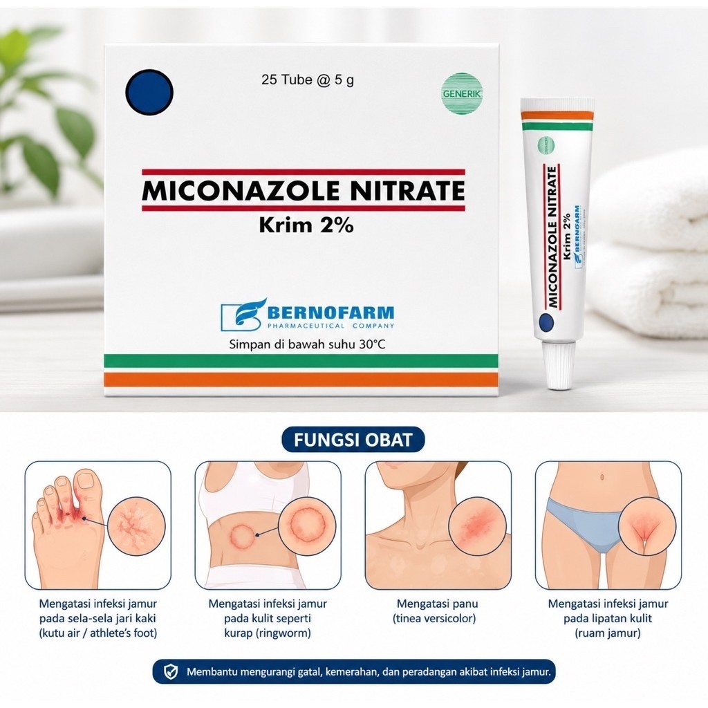 Miconazole Cream Salep Jamur 5gr Berno