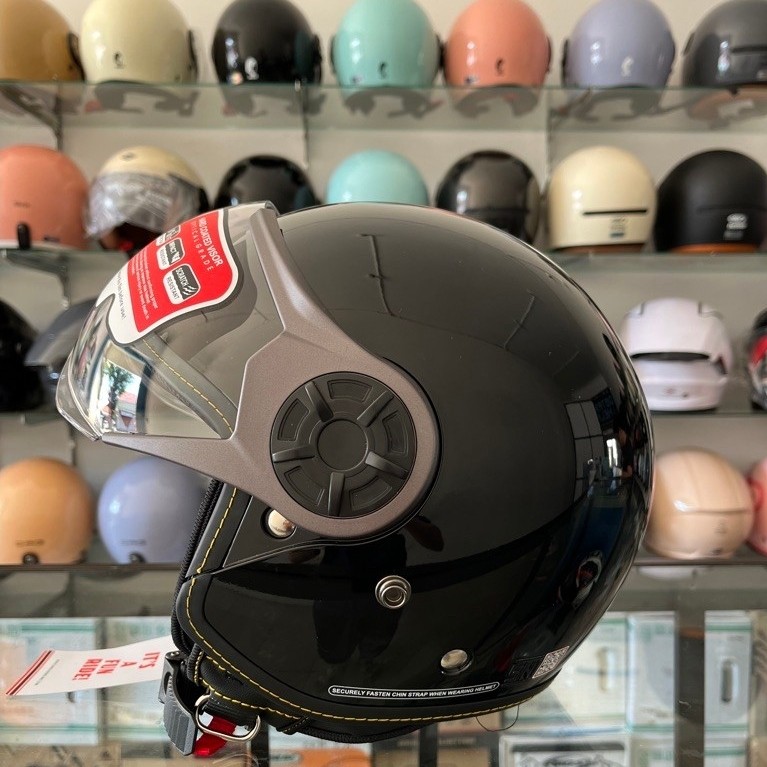 Helm Cargloss YRM Hitam Glossy Retro Original