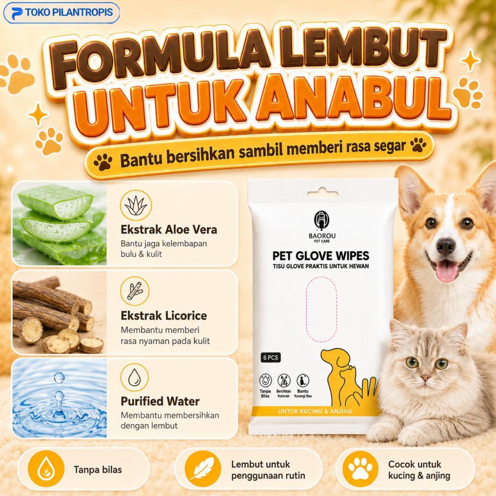 Tisu Basah Kucing Anjing Buat Mandi Pet Gloves Wipes Tissue Tissu Basah Kucing Anjing Untuk Mandi he