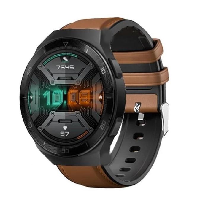 Device- Strap Tch Tali Jam Leather Rubber Kulit Huawei Gt2E / Gt 2E 46Mm