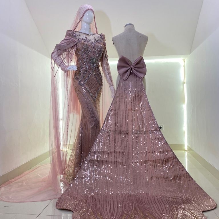 Gaun pengantin rose gold mewah murah/ballgown rose gold luxury premium/gaun pengantin murah