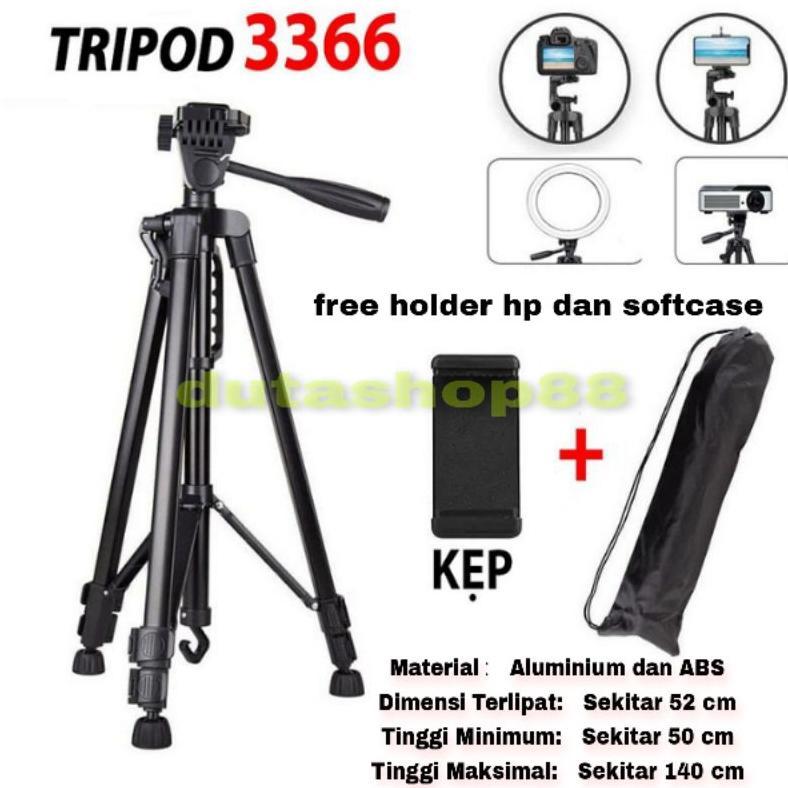 tripod 3366 140cm tripod kamera , ringlight , LED video dan HP