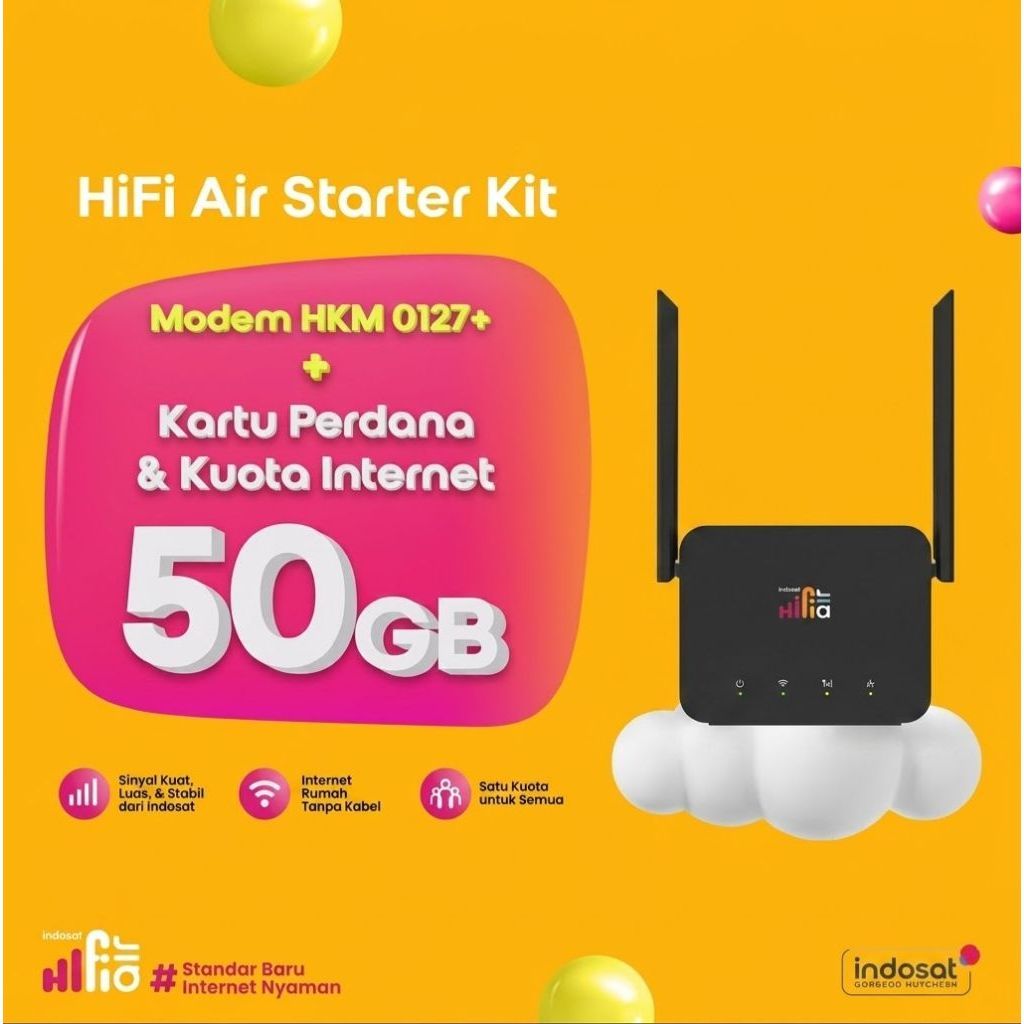 Indosat HiFi Air HKM0127+ Wifi Modem 4G LTE Gratis 215 GB 12 Bulan
