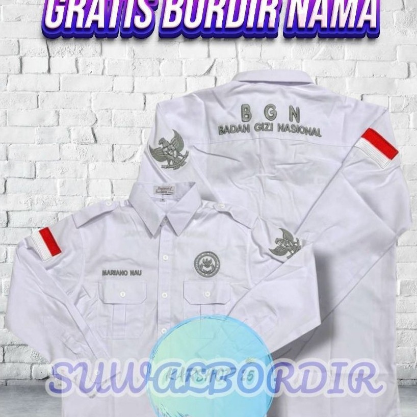 KEMEJA BGN BORDID TIMBUL SERAGAM BGN LOGO TIMBUL KEMEJA KERJA BGN SERAGAM SPPG KEMEJA BGN LOGO 3D