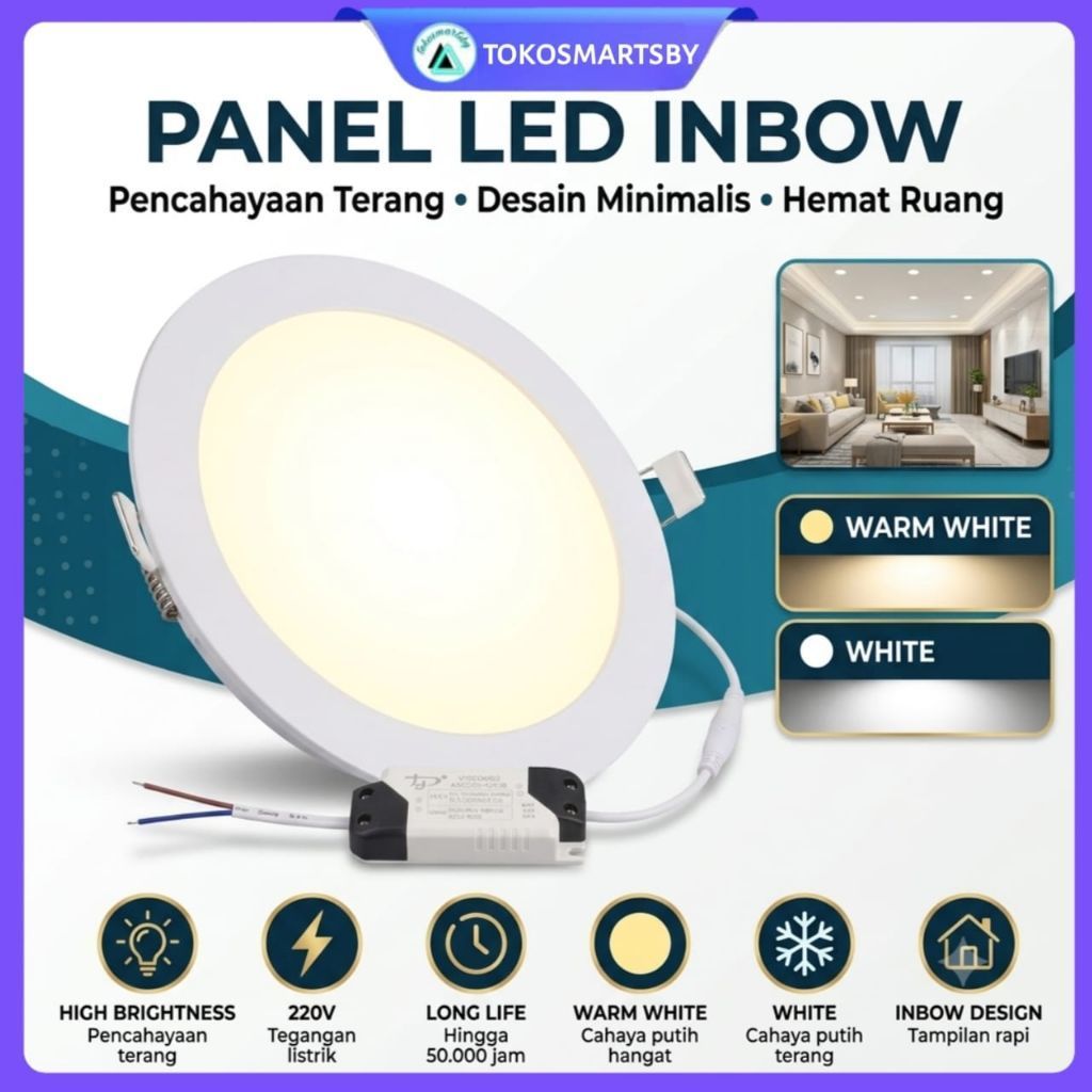 Lampu Panel LED DownLight Inbouw 12 Watt Bulat Tipis MS-512