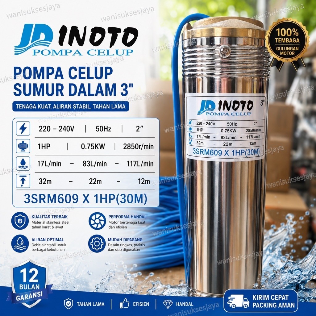 Pompa Sibel Pompa Celup Sawah 3in 1hp 1 hp output 2in / Pompa air Inoto 3dim 3” 3 in dim 3SRM609 SRM