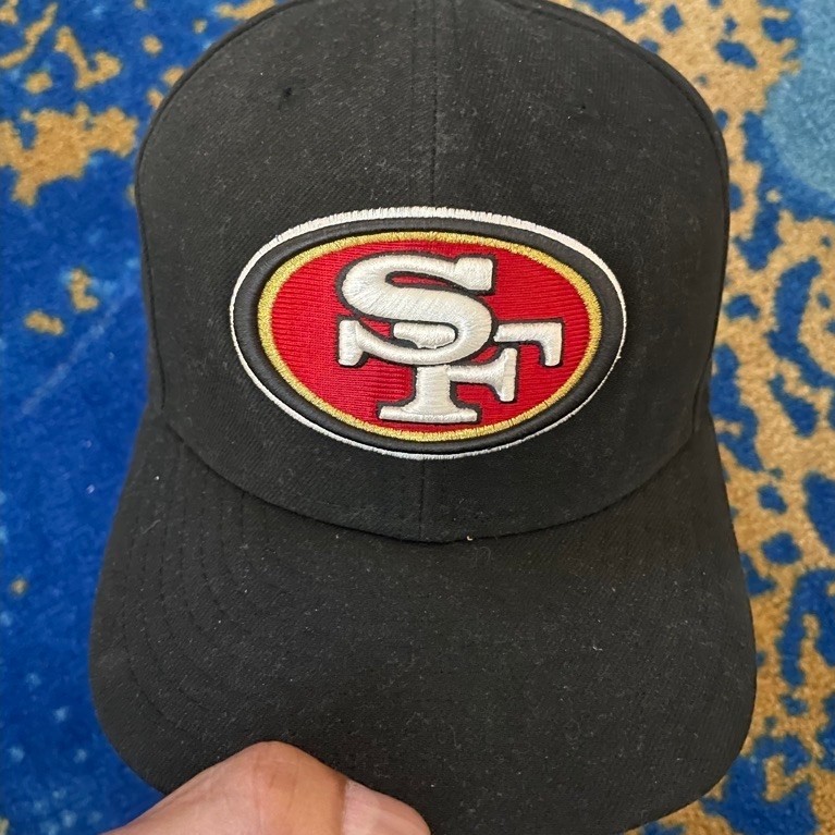 Topi Preloved San Francisco 49ers Hat Cap Fitted Mens 7 1/4 Fit to 7 1/8 Black NFL Football New Era 