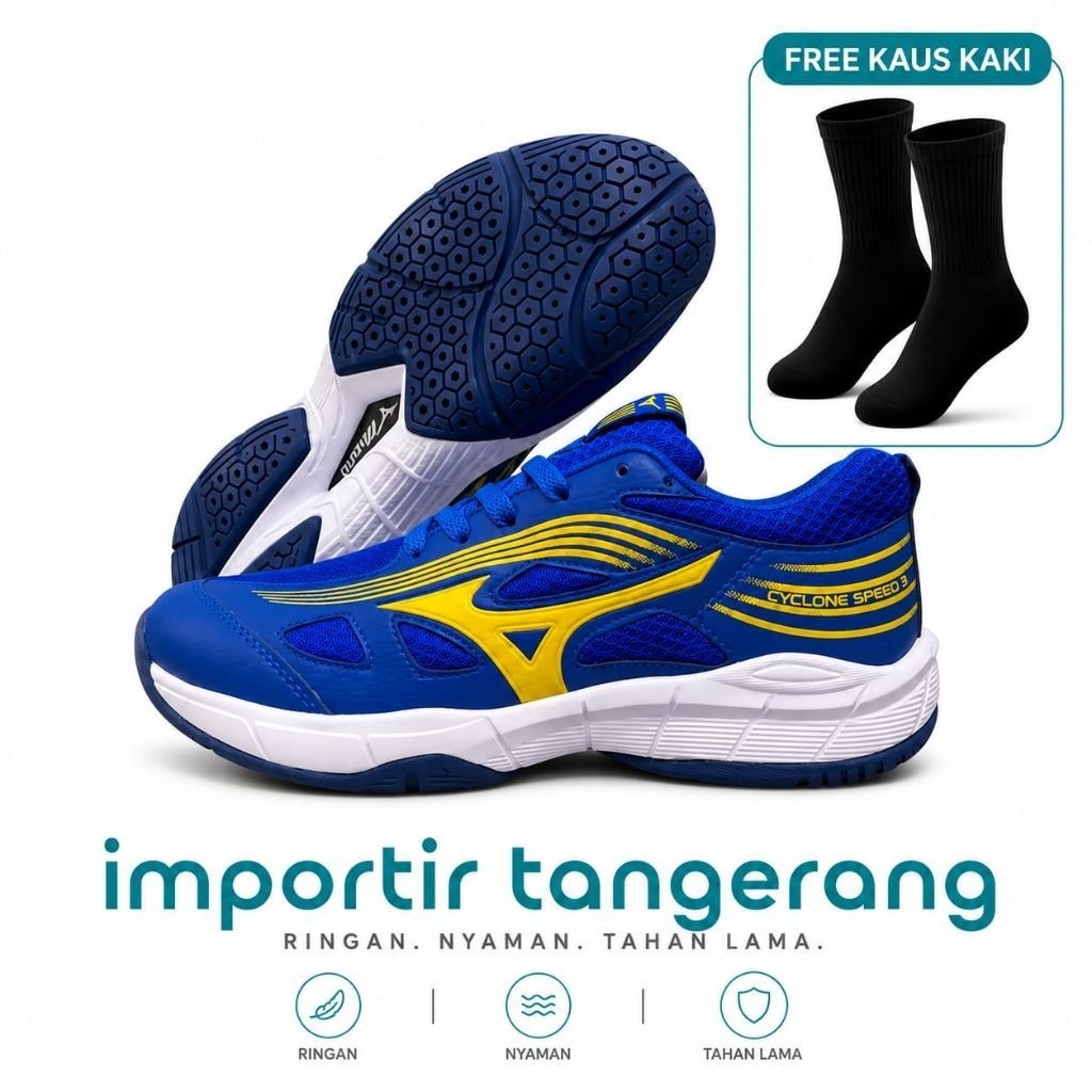 Sepatu Mizuno Black Gold Sky Blaster Original Vietnam Sepatu Badminton Voli Pria Low
