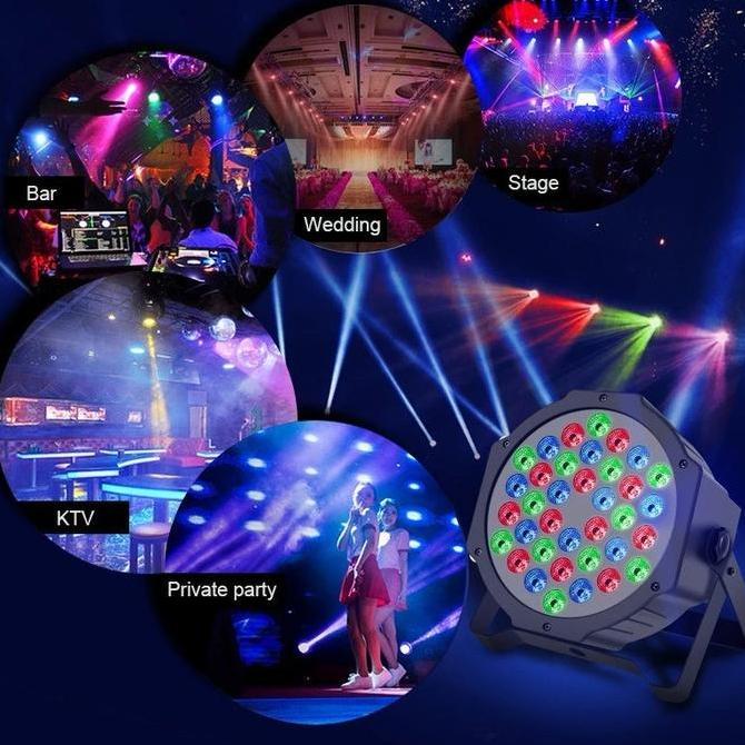 Srimandani_ - Lampu Sorot Disco LED Par 36 Mata- RGB / Lampu Panggung LED Black ada sensor suara Bir
