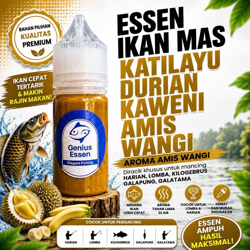 ESSEN IKAN MAS AROMA KATILAYU DURIAN KAWENI AMIS WANGI essen ikan mas harian essen ikan mas lomba es