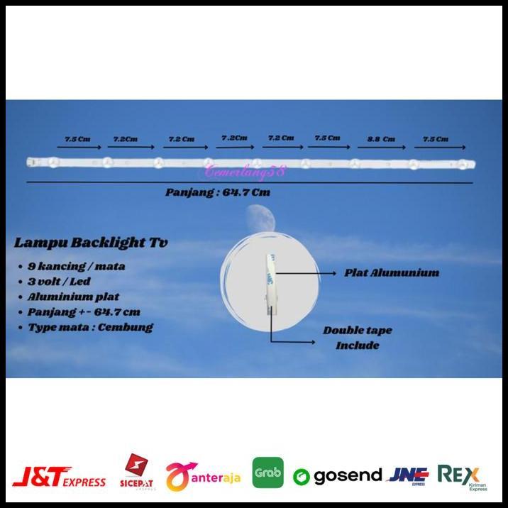 DISKON BACKLIGHT TV LED 9 KANCING 3V LAMPU LED BACKLIGHT TV 3V 9 MATA 65 CM 