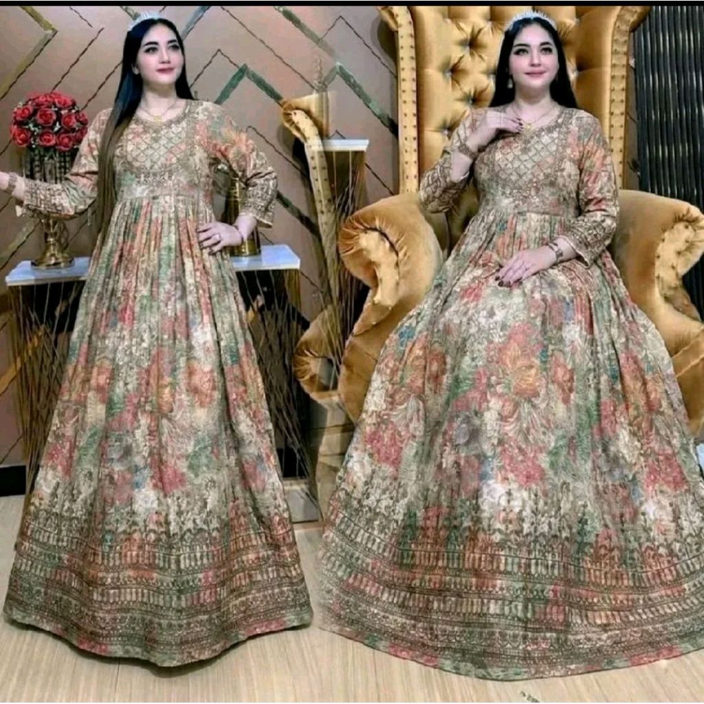 Gmis wanita Hindi Anjelli Dada bordir katun rayon Ld -+110 PB -+137