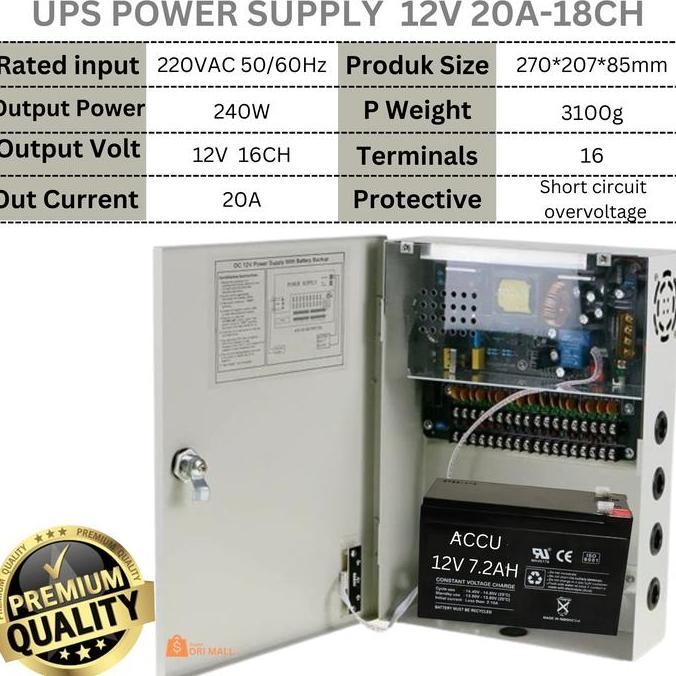 Power Supply Ups 12V 5A / 12V 10A / 12V 20A - Power Supply Back Up Cctv Dan Dvr Psu Ups