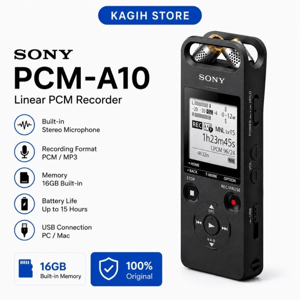 Sony PCM-A10 Digital Voice Recorder – Linear PCM Recorder 16GB Original