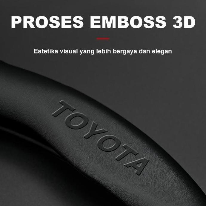 Sarung Stir Mobil Logo Brand Cover Steer Carbon Karbon Sport Kulit Domba Asli Original Toyota Premiu