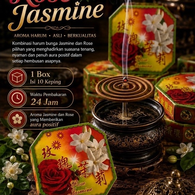 Hio/Dupa Lingkar/Incense Coil Rose Jasmine 24Jam