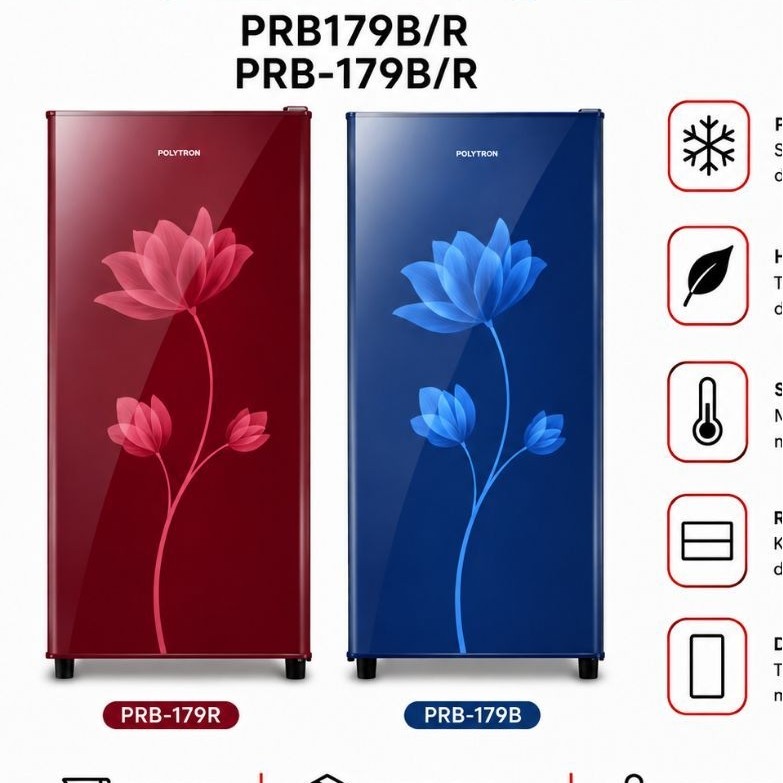 Kulkas Polytron 1 pintu 170 ltr PRB179B/R PRB-179B/R