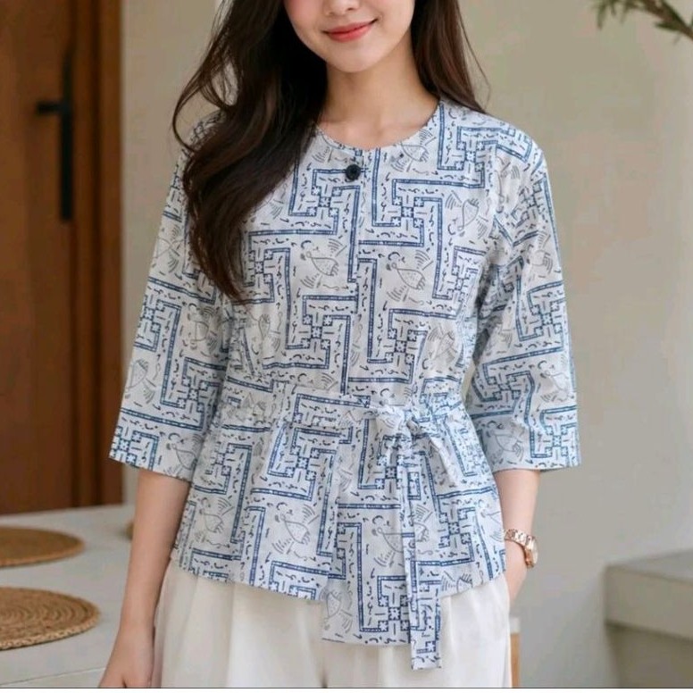 Blouse Batik Wanita Cotton TRR | Atasan Batik Wanita Modern Elegan | Blouse Batik Casual Kekinian