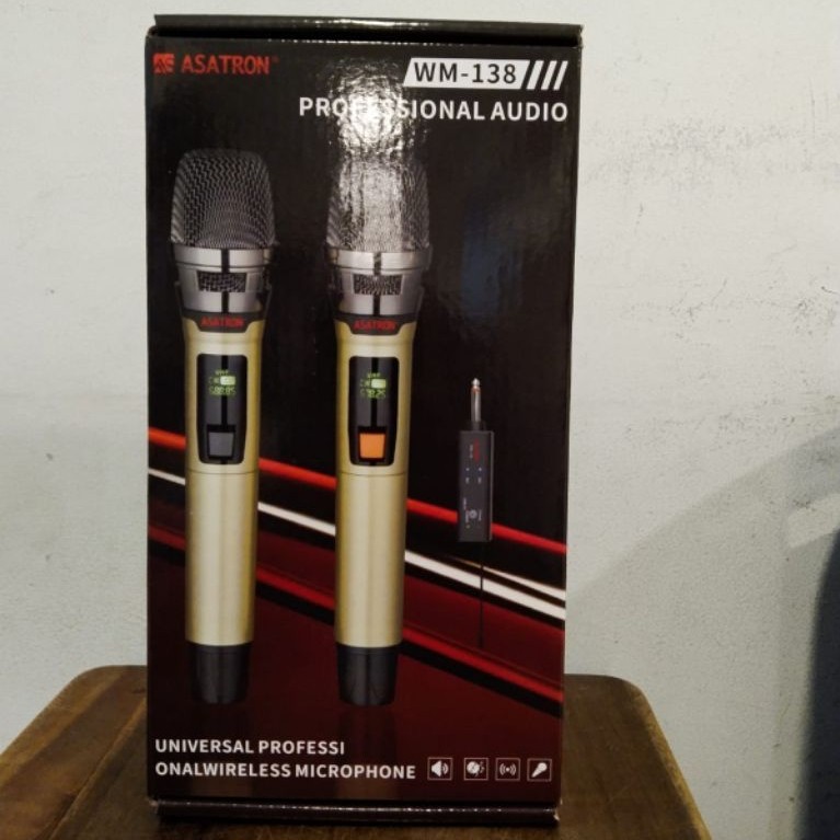 Mic wireless ASATRON WM-138 Mic wireless pegang 2 mic