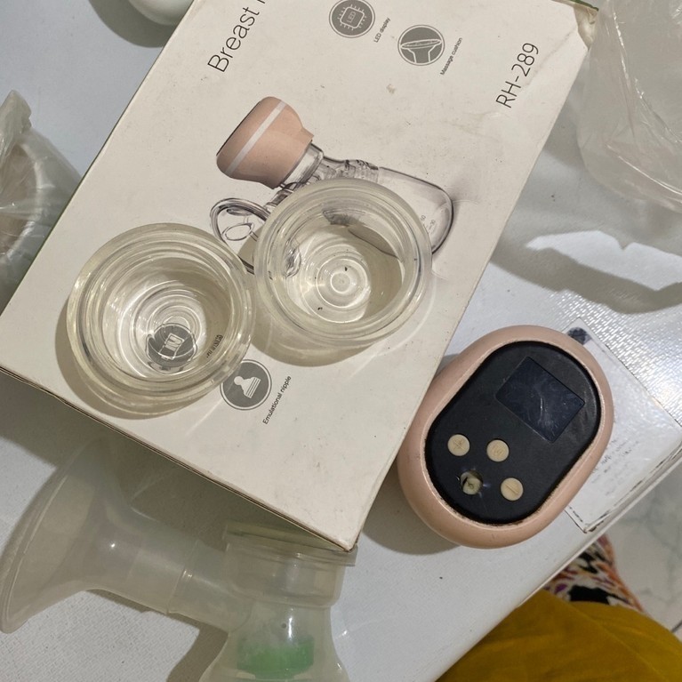 Pompa Susu Elektrik RH-289 Breast Pump dengan Cup Silikon dan Handle Pink