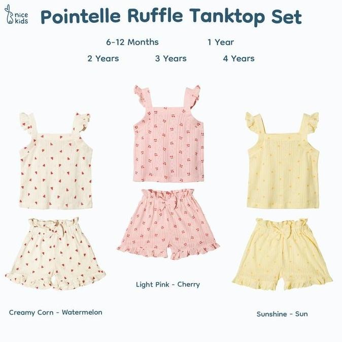 Bebe - Nice Kids - Pointelle Ruflle Tanktop Set (Setelan Tanktop Anak Bayi Perempuan 6 Bulan-4 Tahun