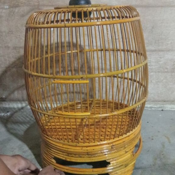 PREMIUM Sangkar Tekukur Puter Rotan Bambu Pernis Harga Kurungan Burung Puter