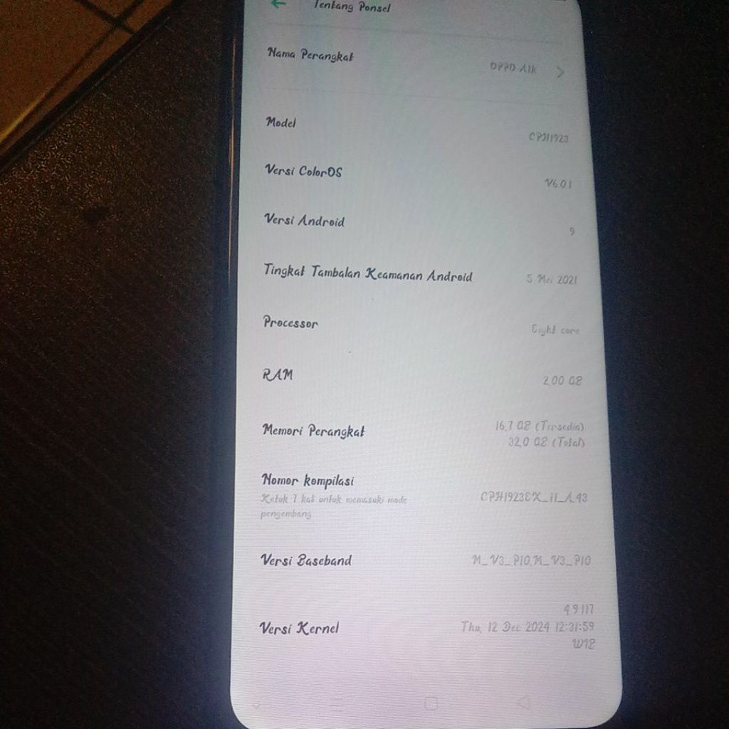 Hp seken Oppo A1k original oppo