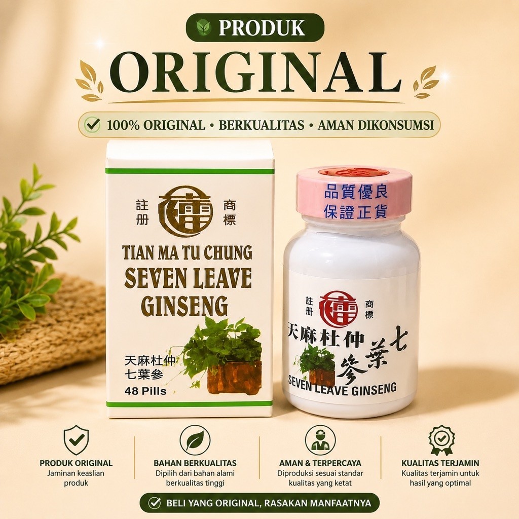 Botol Keramik seven leave ginseng / tian ma tu chung / tujuh daun