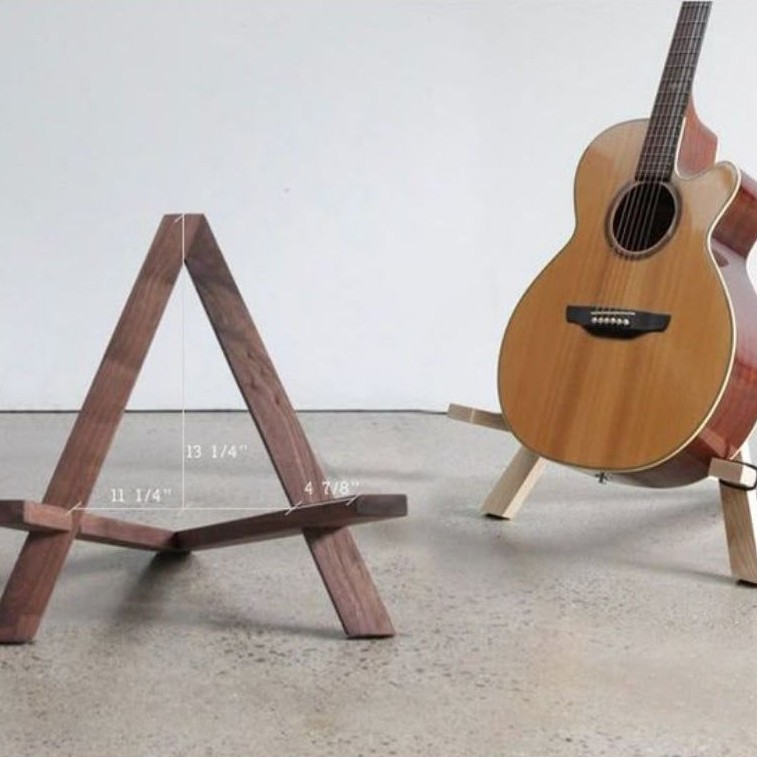 Stand Gitar Akustik Kayu Minimalis Triangular untuk Display dan Penyangga