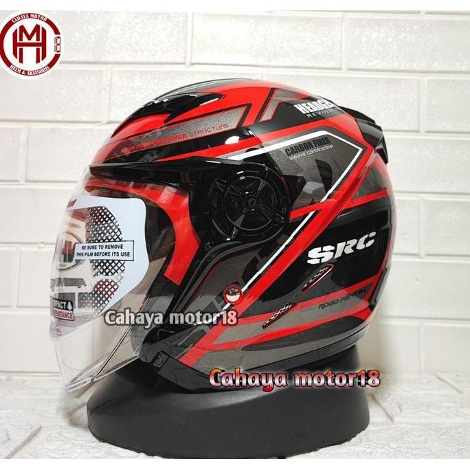 Helm Nhk Gladiator motif touring red silver