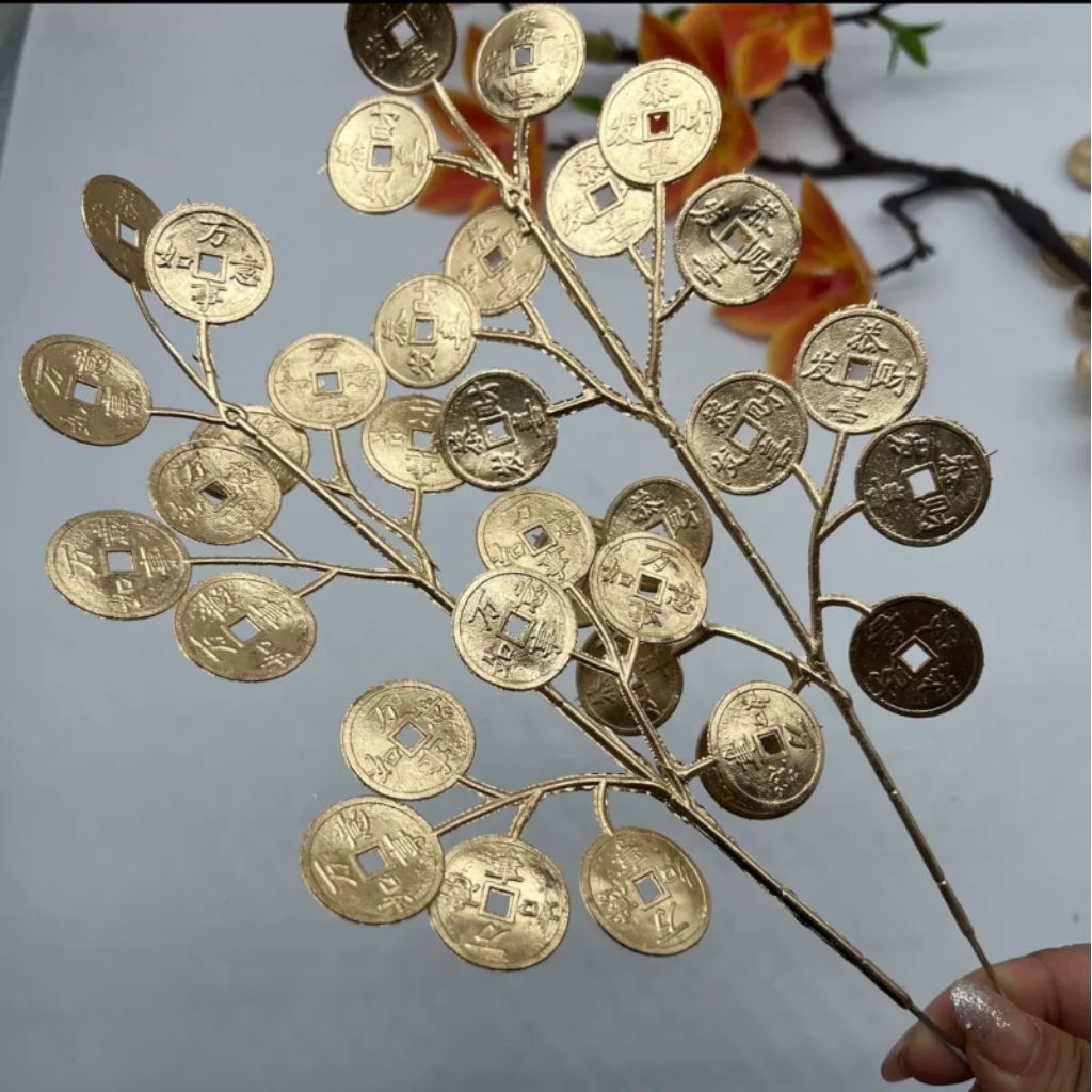 Golden Flower, Coin Bunga, Koin Emas,koin kuno Hiasan Imlek